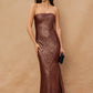 Metallic Strapless Draped Back Maxi Dress (RT)