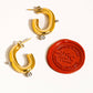 Alsace 18K Gold Non-Tarnish Two Toned C Hoop Earring: Multi-Colored