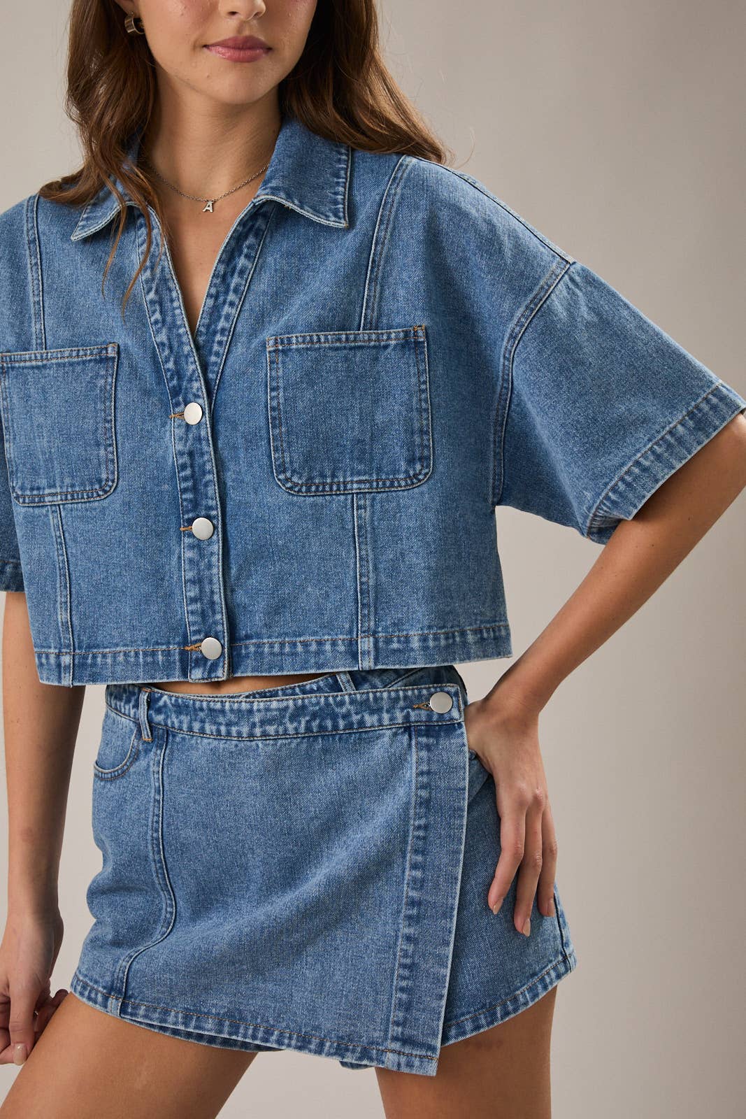 DENIM CROP SHIRT