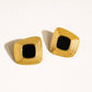 Solenne 18K Gold Non-Tarnish Enamel Square Earrings: White