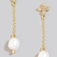 Pearl Bead Charm Chain Dangle Cross Stud Earrings