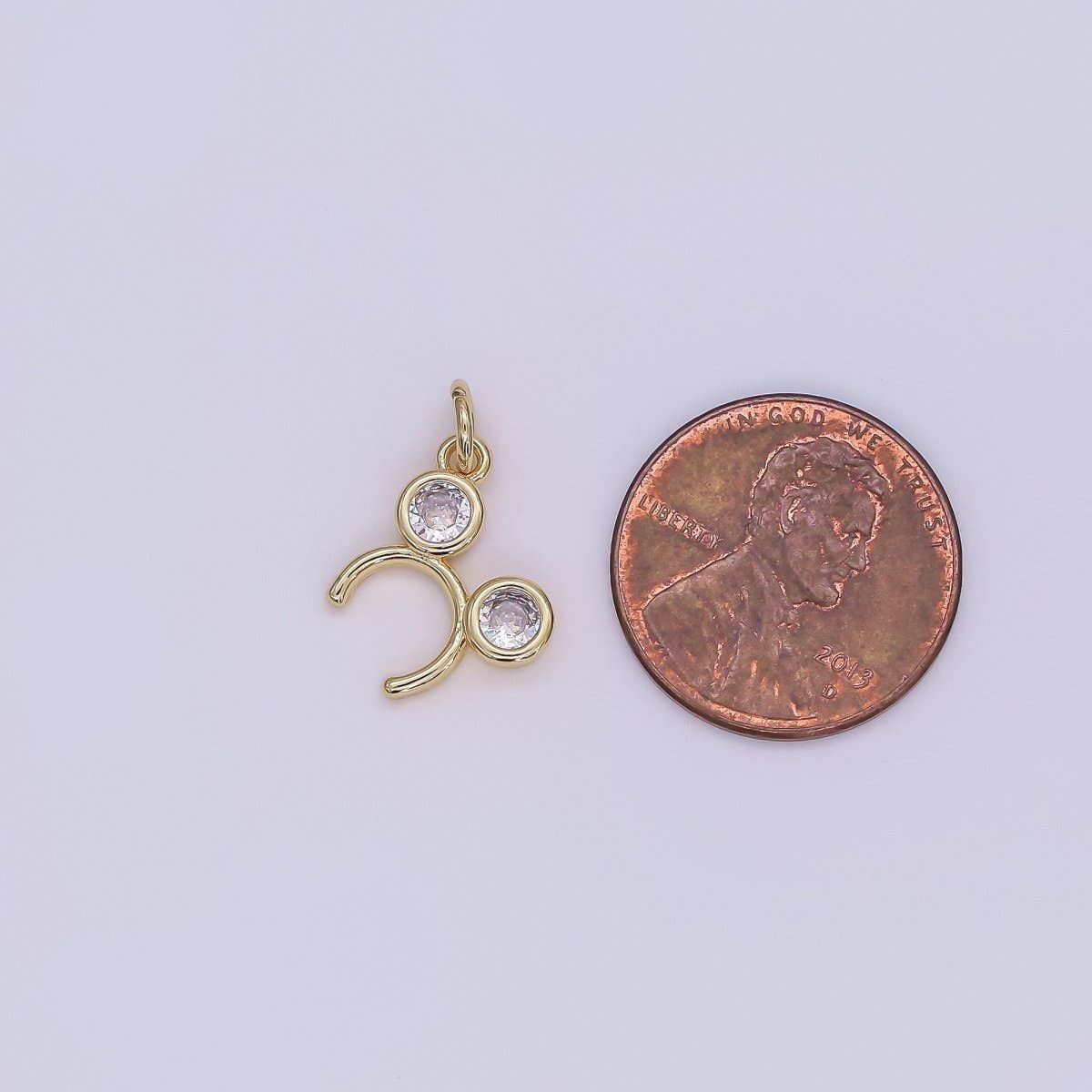 24K Gold Filled Clear CZ Round Headband Mini Charm