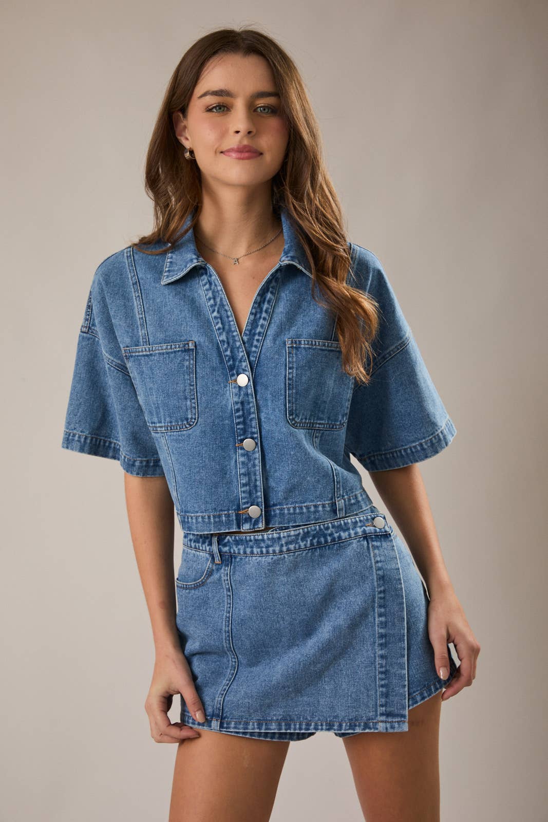 DENIM CROP SHIRT