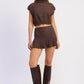 PLEATED MINI PLEATED SKIRT CHOCOLATE