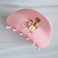 Preppy Bear Hair Claw – Charming Retro Style: Pink