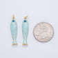 18K Gold Filled Blue Enamel Sardine Fish Charm
