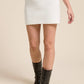 Ribbed Knit Mini Skirt Ivory