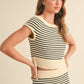 STRIPED PATTERN KNITTED OFF SHOULDER TOP
