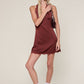 Wine Halter Tie Mini Dress