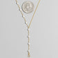 Dainty Chain Pearl Bead Lariat Necklace