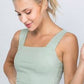 Light Blue Ribbed Square Neck Top