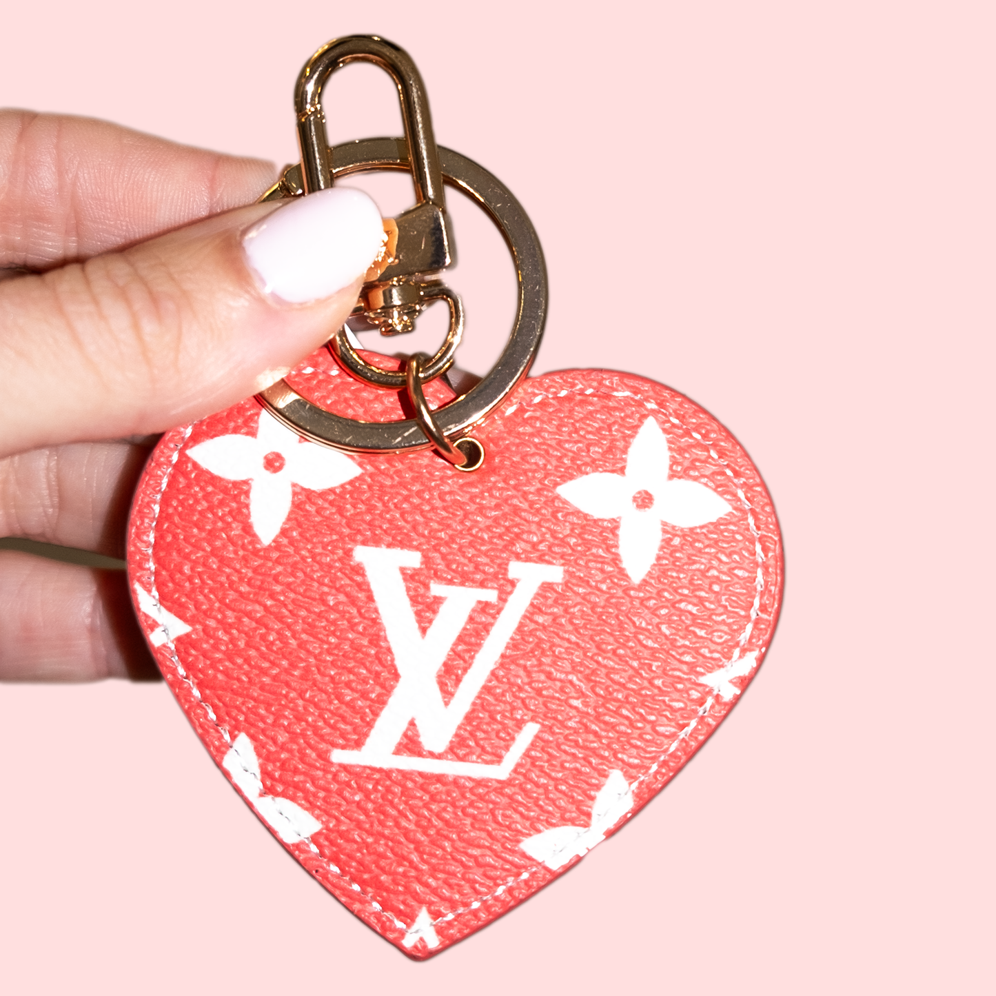 Designer Inspired LV Heart Keychain