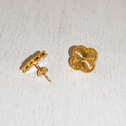 *PRE-ORDER* Designer Inspired Gold Shamrock Stud Earrings